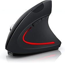Ergonomic Mouse Wireless, Vertical Mouse-Rechargeable 2.4GHz, Portable, Thumb Buttons,800/1200/1600 DPI,6 Buttons-Optical for Laptop/PC/Desktop/Mac - Matte Black