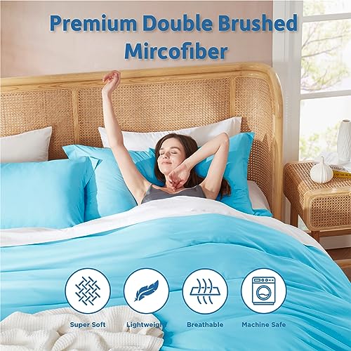 Nestl King Duvet Cover Set with Comforter Insert - Bright Blue 4 Piece 104x90 Duvet Cover & 2 Pillow Shams with White Quilted Down Alternative Comforter, Ultra Soft, All Season