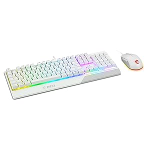 MSI Vigor GK30 Combo White, 6-Zone RGB GK30 Gaming Keyboard & GM11 Gaming Mouse, Water Repellent & Splash-Proof, 5000 DPI
