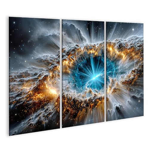 Toile murale nébuleuse interstellaire triptyque de décoration