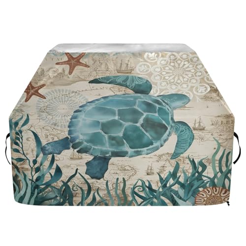 Premium Grill Cover Waterproof Bright Rainbow Wave Barbecue Cover Fade Resistant BBQ Cover Heavy Duty Fits Grill Widths Up to 25 in (Sea Lives Turtle Coral)