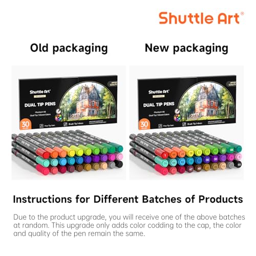Image of Shuttle Art Dual Tip Brush Marker Pens, 30 Colors Dual Tip Calligraphy Pens Fine and Brush Tip Markers Set, Water-based Ink Perfect for Kids Adult Artist Calligraphy Journal Doodling Writing