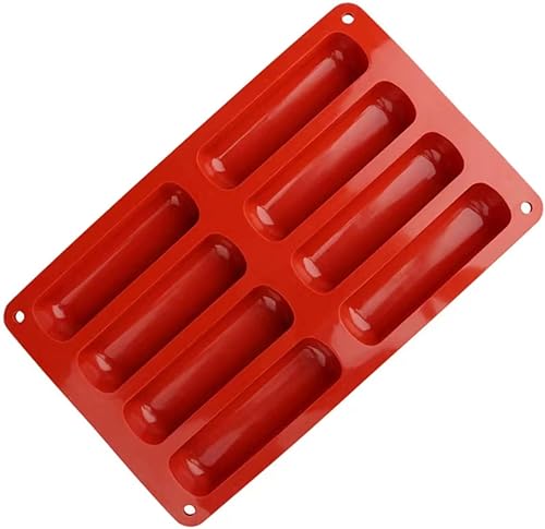 Eclair - Molde de silicona para tartas de 8 cavidades, molde para hacer estallidos, moldes de silicona para hornear pasteles hechos a mano,