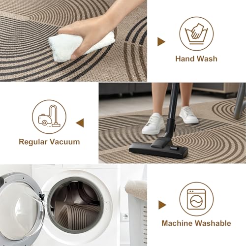 Rugalia Easy Jute Indoor Outdoor 5x7 Rug, Washable Modern Rainbow Rugs for Living Room, Non-Slip Boho Farmhouse Bedroom Rug Neutral Abstract Floor Carpet for Patio Dining Room Nursery - Image 3