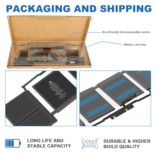 Image of ASUNCELL A1707 A1820 Battery for MacBook Pro 15 inch 2016 2017 Touch Bar Version Model A1707 EMC 3162 3072 Identifier MacBookPro13,3 & MacBookPro14,3