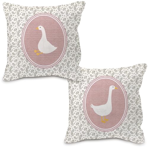 Nvotell Goose Decor Pillow Covers 18x18, Baby Girl Nursery Decor, Vintage Floral Botanical Goose Decorative Throw Pillow Covers Pillowcase for Baby...