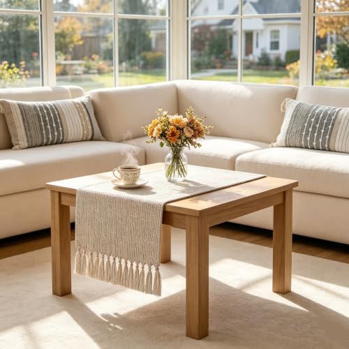 Sofevaim Boho Table Runner 48 Inch, Beige Macrame Dresser Runner - image 9