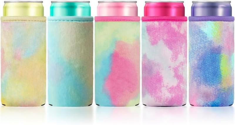 5-Pack Fuzzy Velvet Neoprene Slim Can Cooler - Soft Insulated Sle...