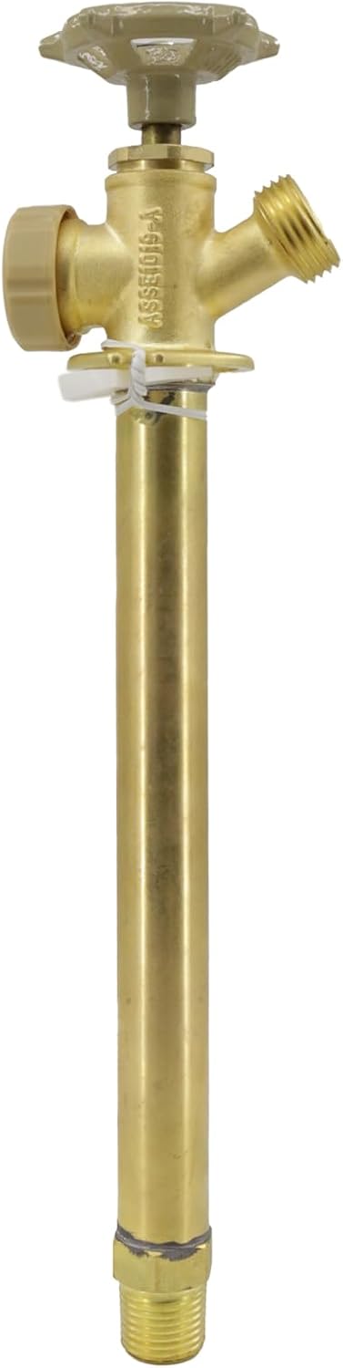 8 Inch Anti-Siphon Frost Free Sillcock Valve Multiturn 1/2 Inch NPT, 3/4 Inch Hose Bibb, Brass Body,Brass Valve 8 inch Length