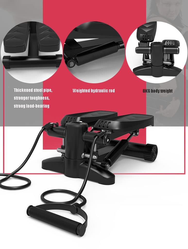 Mini stepper, przenośny mini stepper do ćwiczeń z taśmami oporowymi i monitorem, sprzęt do ćwiczeń w domu do treningu całego ciała, ćwiczeń, ćwiczeń na schodach