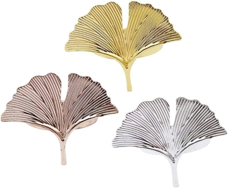 Napkin Rings，Napkin Buckle， 6pcs Ginkgo Leaves Napkin Ring Buckle Holders for Wedding Party Mother‘s Day Celebrate Festival Dinner Table Decoration (Color : Rose Gold) (Color : Onecolor) (Color