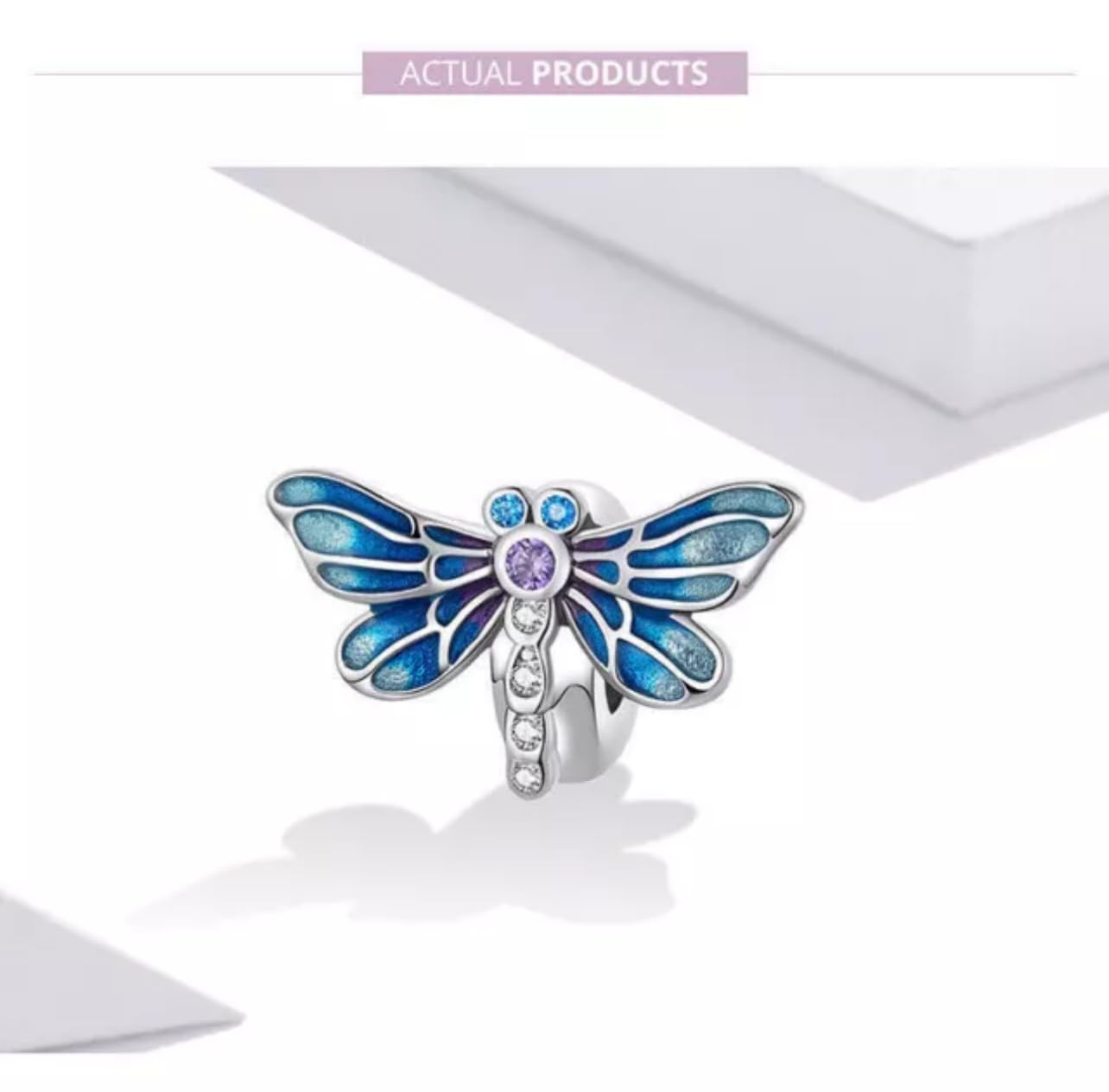 FLXHHX Abalorio con tapón Espaciador de libélula, Plata de Ley 925 auténtica, Compatible con Pulsera
