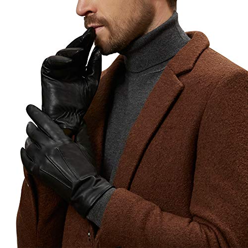 【GSG】本革 手袋 メンズ 羊革 レザー グローブ 防寒 スマホ対応 タッチパネル 手袋 紳士用 ドライビンググローブ バイク 冬 黒 ブラウン 秋 保温 運転 通勤 高級 1086