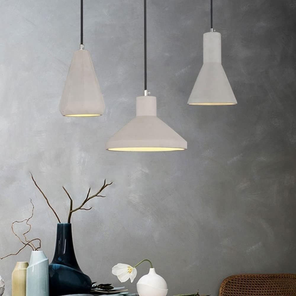Lampadario Moderno Vintage a Forma di Cono, Lampada a Sospensione E27 a Testa Singola, Grigio Cemento, Lampada a Sospensione Industriale, apparecchio a soffitto, per Ristorante, ba