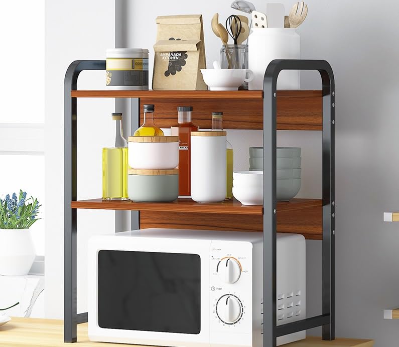 Support micro-ondes à 2 niveaux en acier pour cuisine - 6