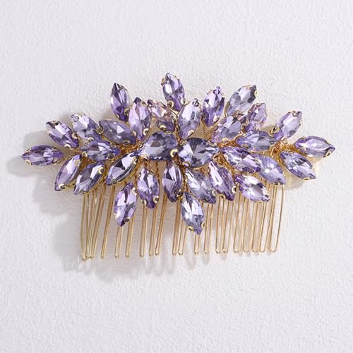 Peine para el cabello con cristales brillantes morado claro miniatura 1