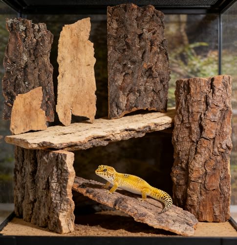 Image of Cork Bark for Reptiles, 4PCS Cork Terrarium Background, Pet Reptile Bark Bearded Dragon Tank Accessories for Bearded Dragon Lizard Geckos Tortoise, 3.2 to 5.5Inch