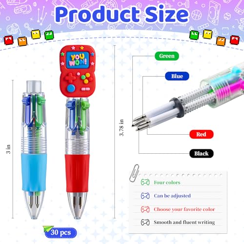 Image of CZWZ 30Pcs Mini Multicolor Pens in One 4-in-1 Cute Pens Bulk for Kids, Ballpoint Pen for Birthdays and Children's Parties, Fun Gifts Assorted Ink Kawaii Pen(Vedio Game)