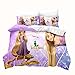 LKFFHAVD Ropa de cama de princesa Disney Rapunzel – Ropa de cama – Cenicienta Niños 135 x 200 cm, impresión 3D, microfibra, rosa, funda de edredón + funda de almohada (135 x 200 cm), 7