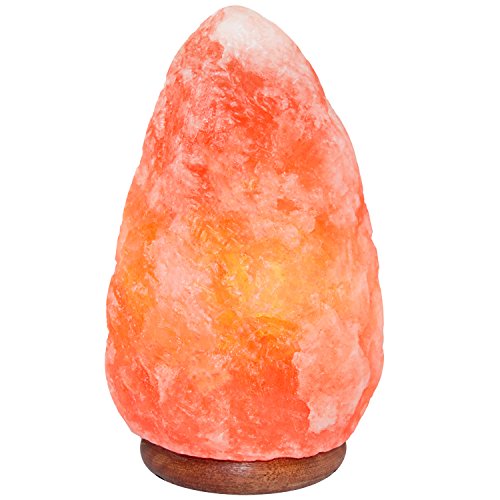 8 to 9 Inch Himalayan Salt Lamp Hand Carved, Natural Wood Base with Dimmer Control, 6-9 lb. Mined from Himalayan Mountain Range, Beautiful Amber Color, 100% Authentic Himalayan Salt Lamp