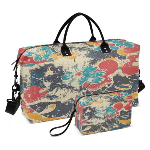 Trousse de toilette et sac de sport fleur jaune bleu rouge de voyage