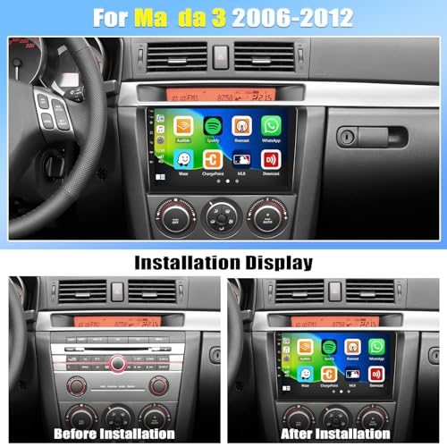 Autorradio con Android Auto inalámbrico y cámara de visión trasera para Mazda 3 2