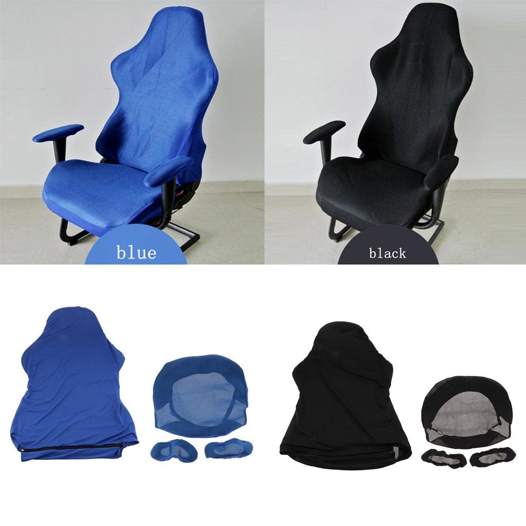 Generic Lot de 2 Housses de Chaise de Jeu Pivotantes Extensibles pour Ordinateur de Jeu, Bleu + noir, comme décrit