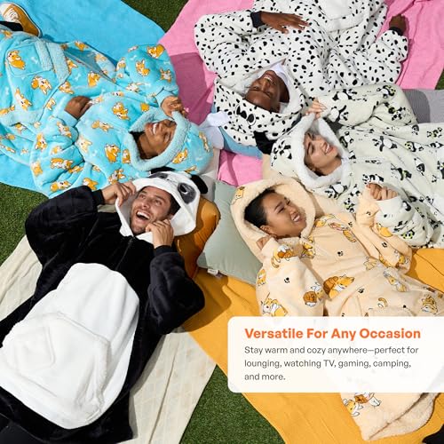 Image of Giggling Getup Wearable Blanket Hoodie for Women and Men Sherpa Fleece Hooded Blanket Sweatshirt Warm Cozy Sherpa Wearable Throw Oversized Hoodie with Giant Pocket & Sleeves for Adult Panda