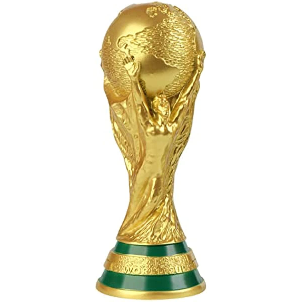 2022 World Cup trophy replica, real size 14.1", 10.6", 8.3" made of resin material, ideal for soccer collectors, sporting event awards, fans and office desktops. (Mediu)