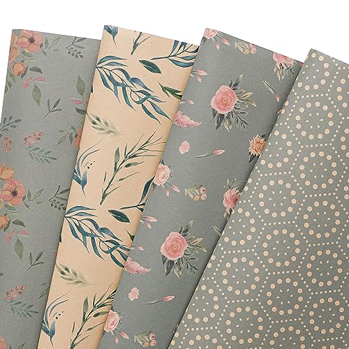 PlandRich Stylish Kraft Wrapping Paper (12 Sheets)