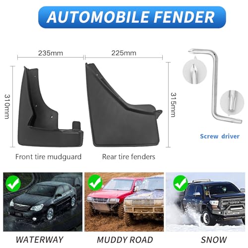 Image of Custom Fit for Mud Flaps Cadillac SRX 2010-2016 Mud Splash Guard Front and Rear 4-PC Set