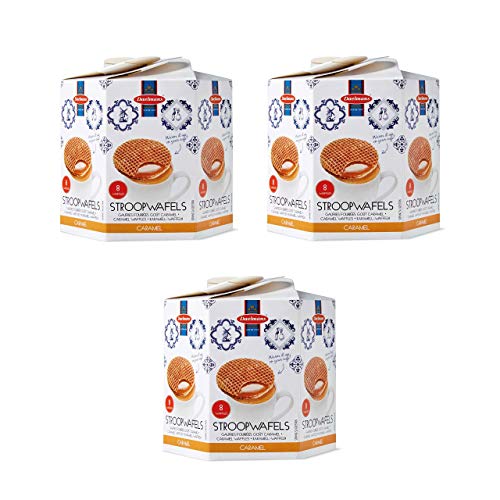 DAELMANS Stroopwafels, Dutch Waffles Soft Toasted, 3 Pack Assortment, Caramel, Kosher Dairy, Authentic Made In Holland, 8 Stroopwafels Per Box (3 Pack)