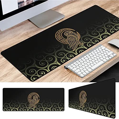 Tapis de souris chouette celtique en caoutchouc durable et design lune unique pour ordinateur