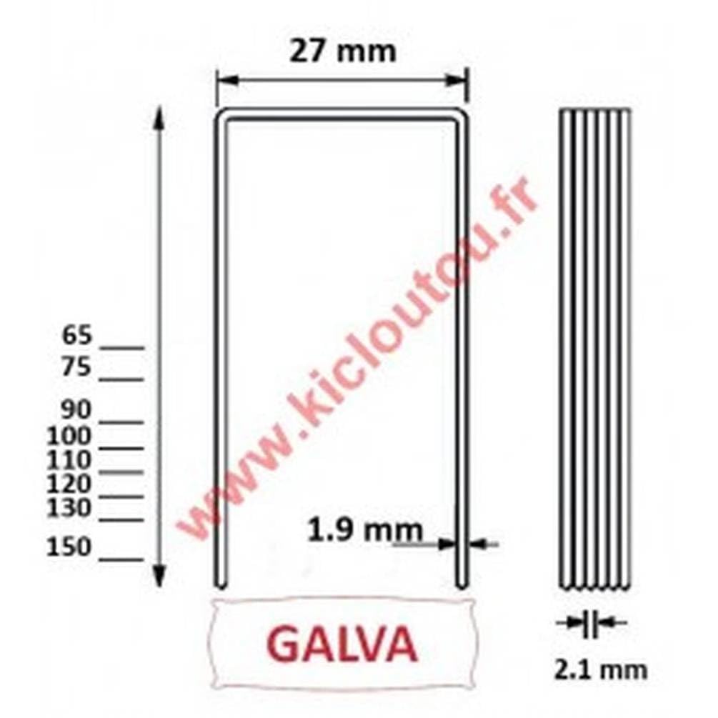 1 450 grapas galvanizadas resinadas Wp-130-27x130x2.03 mm - D-Work