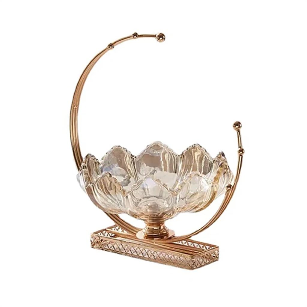 Kryształowa szklana taca na owoce Metalowy półksiężyc Ornament Pulpit Przekąska Taca do przechowywania orzechów