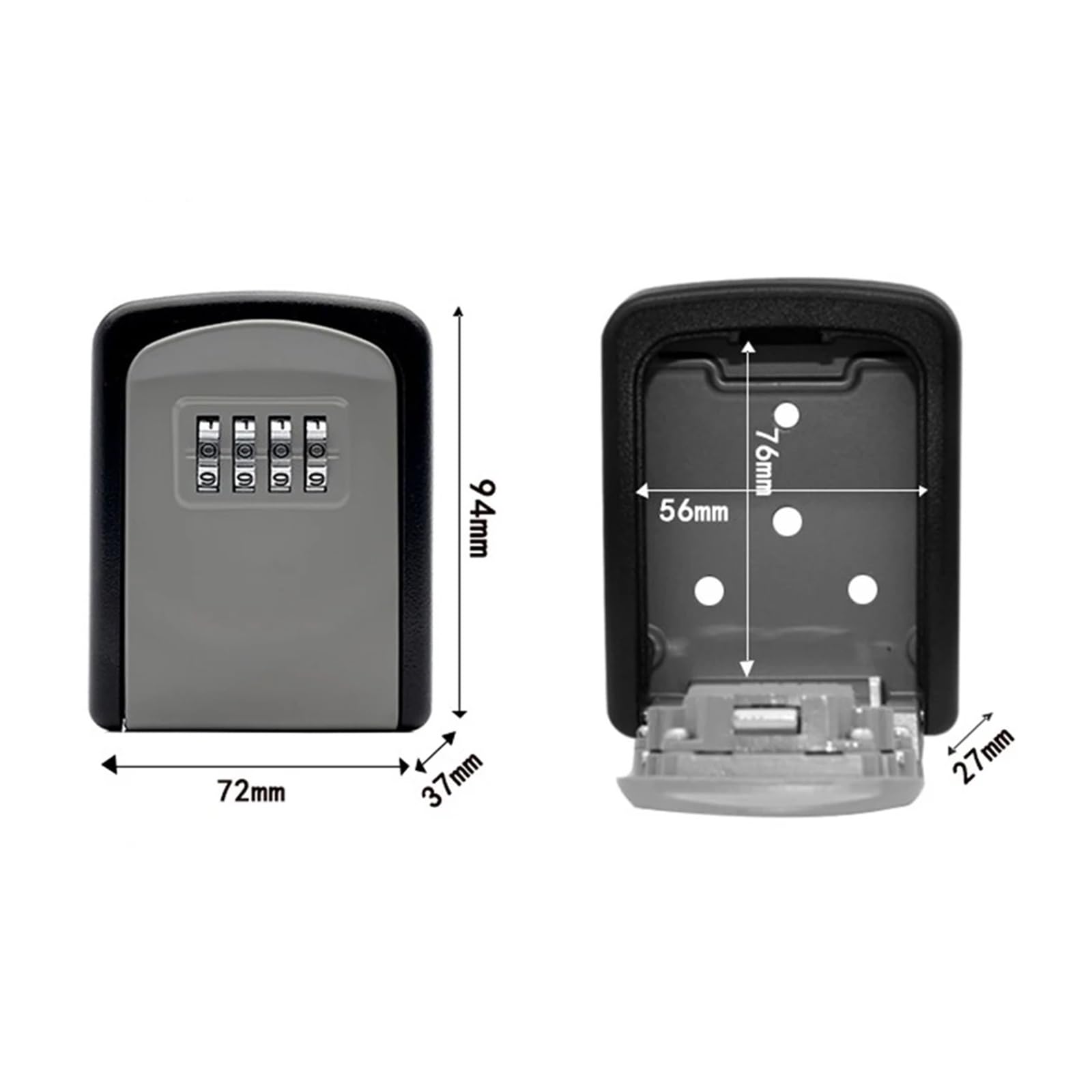 Mini cassaforte da parete impermeabile in alluminio con serratura a combinazione a 4 cifre per uso esterno, ideale per casa e scuola Securi