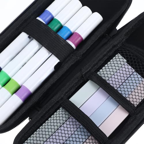 Image of 1 PCS Black Hard Pencil Case Box, Slim Small Pencil Case Hard Shell Pencil Holder Pen Case Organizer Box for USB Cable, Earphone, Fountain Ballpoint Pens (Black)