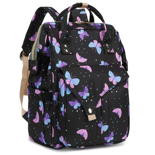Butterfly Laptop Backpack College School Backpack Bookbags Nurse Backpacks Travel Bags for Women Girls Fits 15.6 Inch Notebook