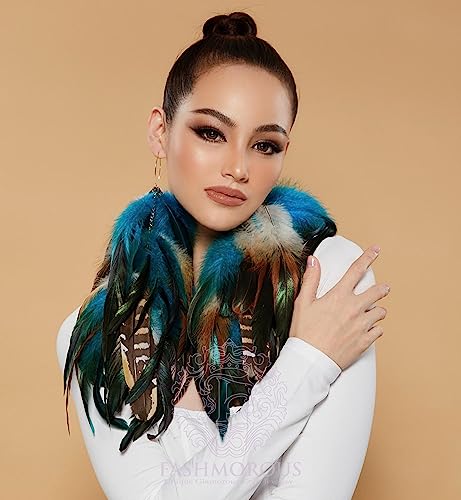 Fashmorous Feather Earrings Blue Feather Earrings For Women Bohemian Feather Earrings For Women Dangle #TOP2