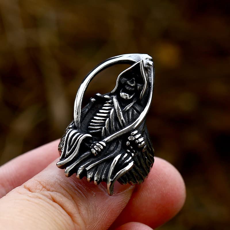 Image of Death Skull Ring for Men Stainless Steel Jewelry Biker Rings Scary Death Ring Skull for Gifts