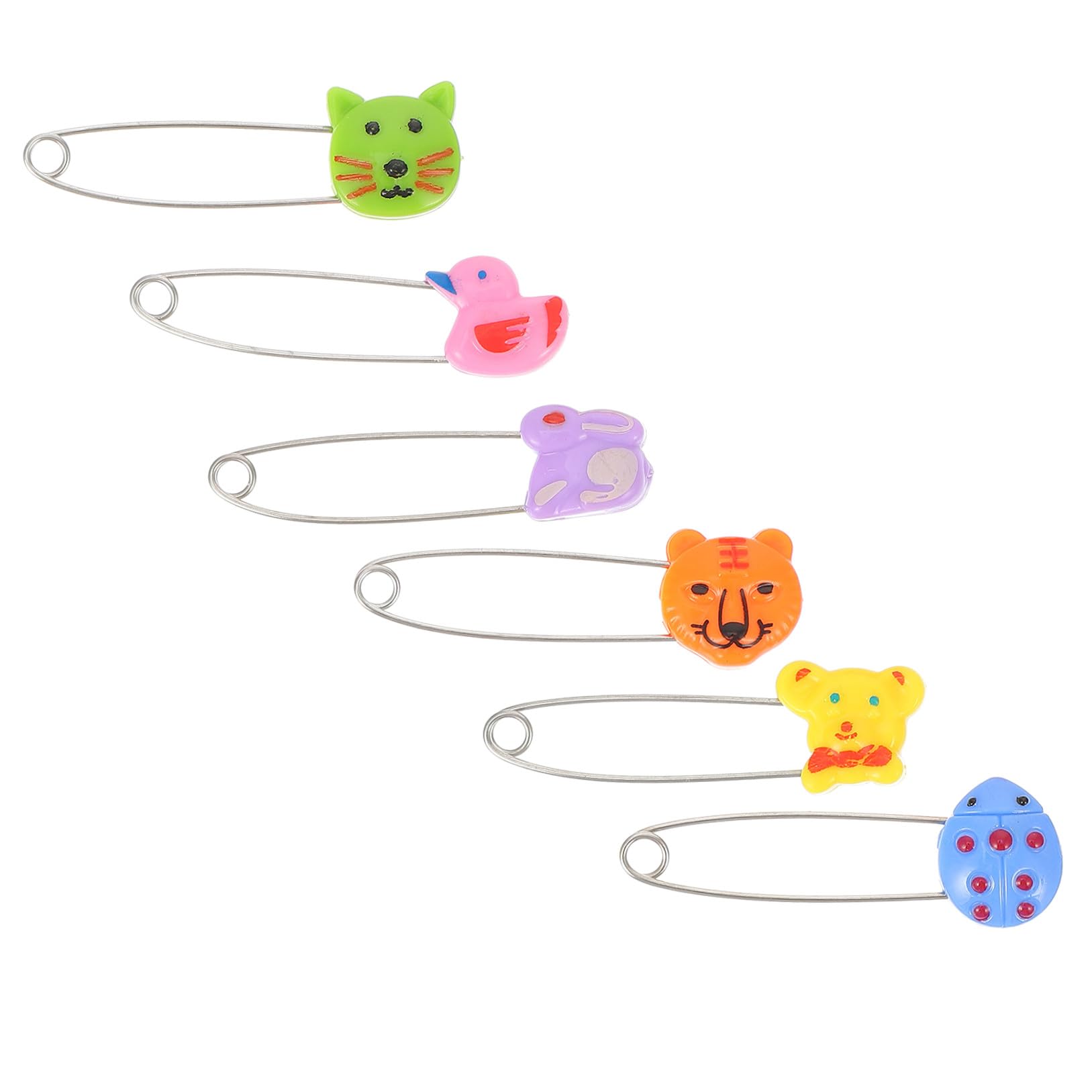 DOITOOL Imperdibles para Pañal de Ñiño Cabezal de Animal, Pin de Recién Nacido, Acero Inoxidable, Seguro y Ajustable para Pañales y Ropa, 30 Piezas, Adecuado para Cuidado Infantil