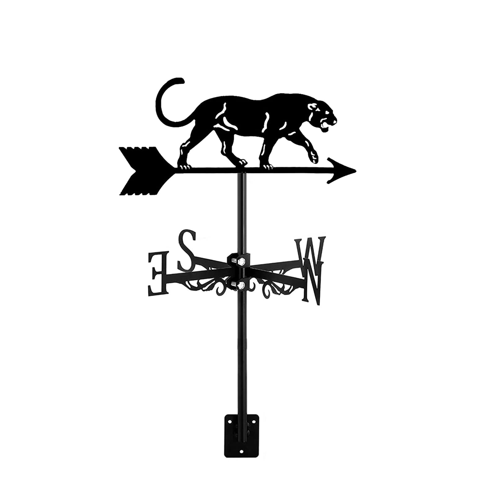 Girouette loup et léopard BrolEo avec support de toit pour jardin