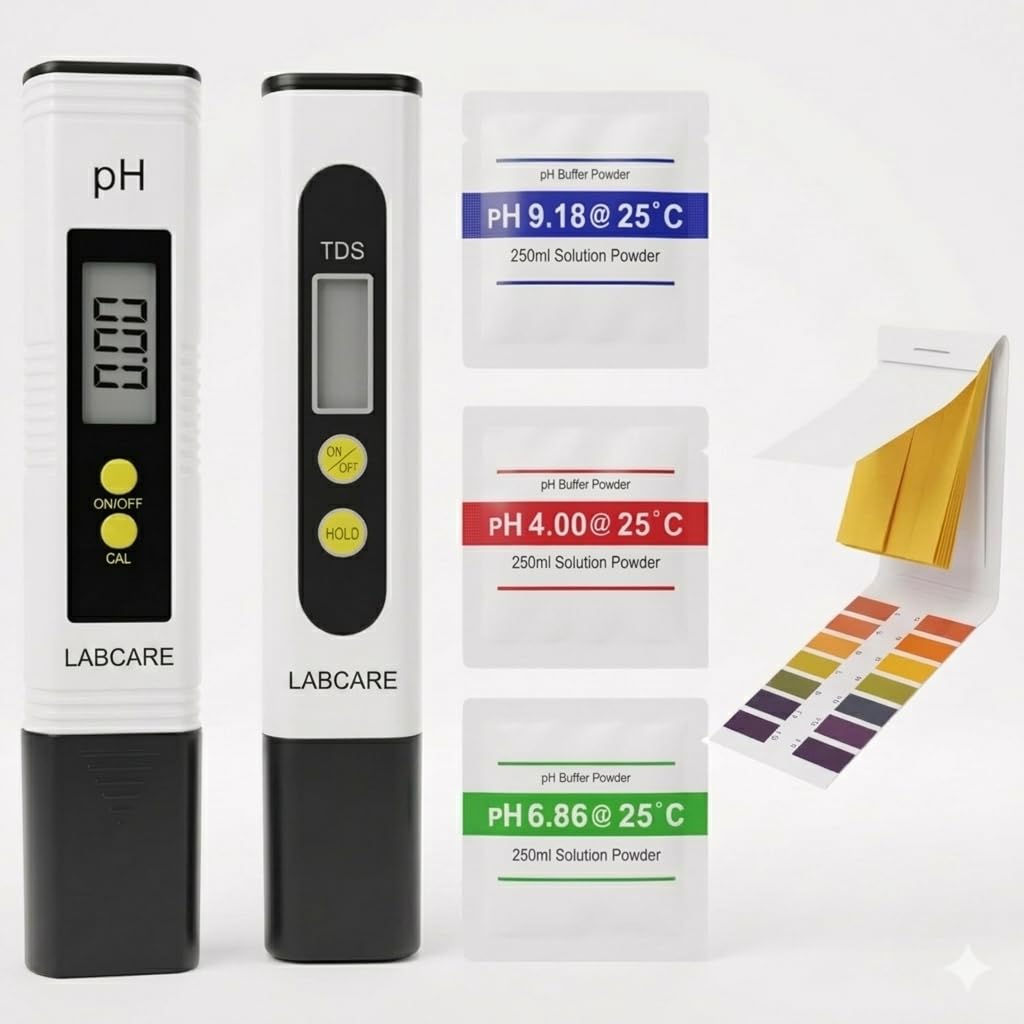 labcare instruments digital ph meter for water testing with lcd display | high accuracy 0.00–14 ph tester for ro, aquarium, hydroponics, pool & lab use | portable pocket pen type (pocket ph meter)