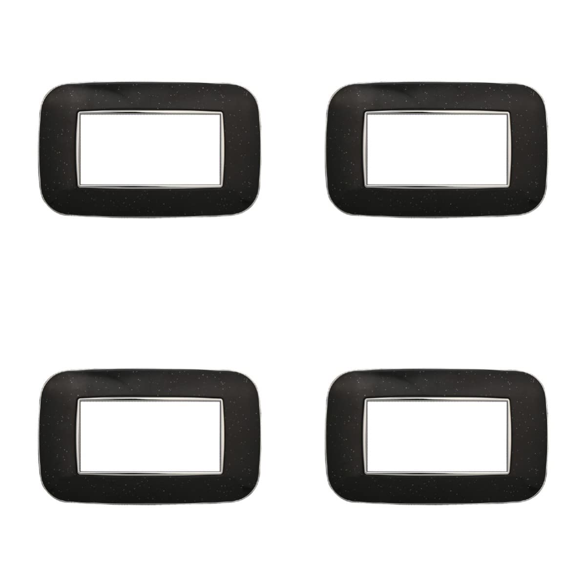 Lot de 4 plaques Bticino Axolute compatibles, Orbis ovale noir brillant 4 postes pour électricien
