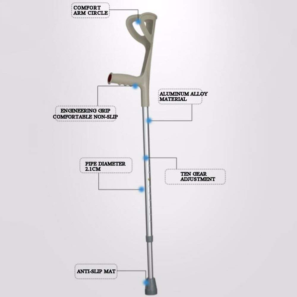 Muletas de Codo de Aluminio Engrosado de muleta Muletas de rehabilitación de polio de Altura retráctil de Altura retráctil, 2 Piezas es Tan Amable de su Parte próspera