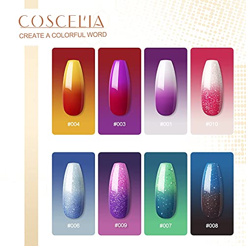 Gel Nail Polish Kit With Uv Light 24W Color Changing Gel Polish Set 8 Colors - Nail Lamp Base Top Coat Glitter Nail Art Decoration Temperature Change Gel Manicure Nail Tools Starter Kit Valentine's Gift For Women Beginner #TOP2