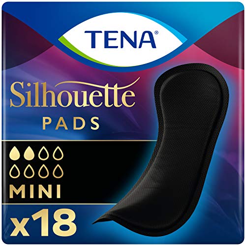 TENA Silhouette Noir Mini x18 - Compresas discretas para Mujer- Protector para Ropa Interior Negra - Incontinencia y Pérdidas de Orina Leves - Negro