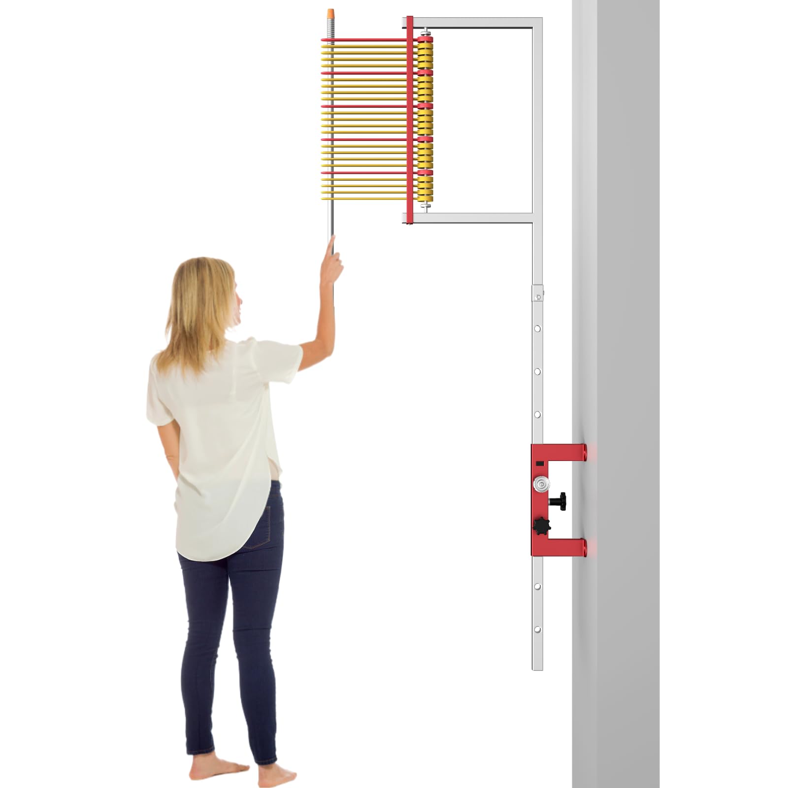 Vertical Jump Tester, Vertikaler Sprungtester -einstellbare Höhe, Wall Mounted Vertikaler Sprung Trainer Sprung Training, Wandmontage Vertical Jump Measurement Tool (Yellow and Red, 70)