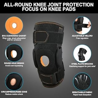 AOOWU Tutore Ginocchio Regolabile, Ginocchiera Ortopedica con Stecche Laterali Ginocchio Stabilizzatori Aperte, Supporto Sportiva per Artrite, Lesioni dei Legamenti, Escursioni, Arrampicate