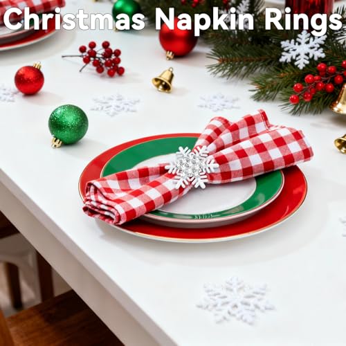 ZeeDix 6 Stück Serviettenringe Weihnachten Weiß Schneeflocke – Ansicht 5